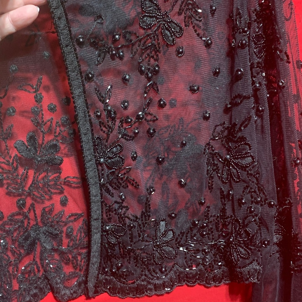 #057 Laurence Kazar Black Beaded Jacket xxl, some beads are starting come off - Picture 3 of 5